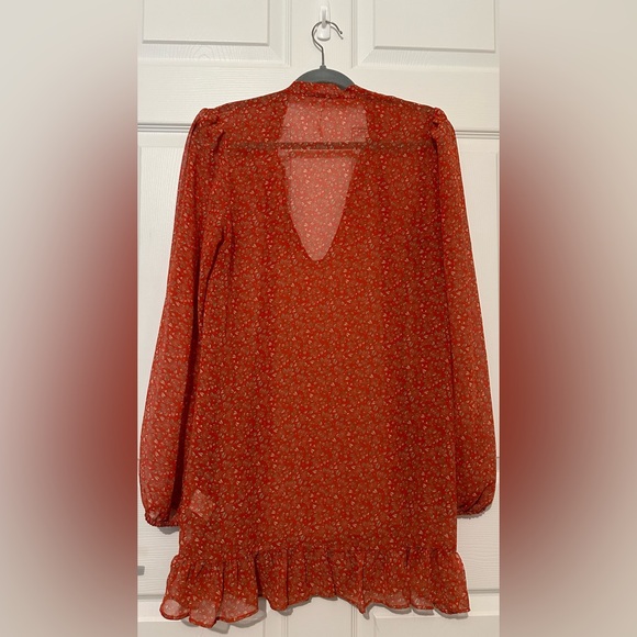 Free People Red Floral Chiffon Dress - Picture 5 of 5